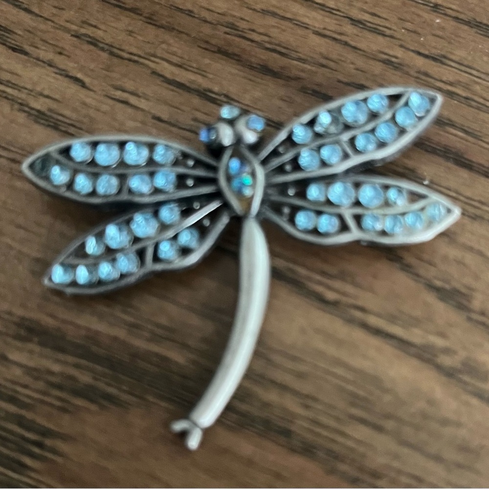 Vintage Blue Gem Dragonfly Brooch